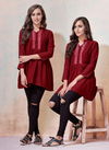 Maroon Colour VARDAN IRA VOL 1 Designer Fancy Casual Heavy Rayon Short Top Collection 2005